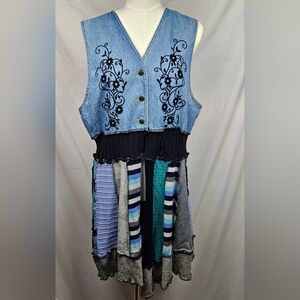 Bucura‎ Jean Patchwork Vest Button Up No Size Western Boho Hippie Cottagecore